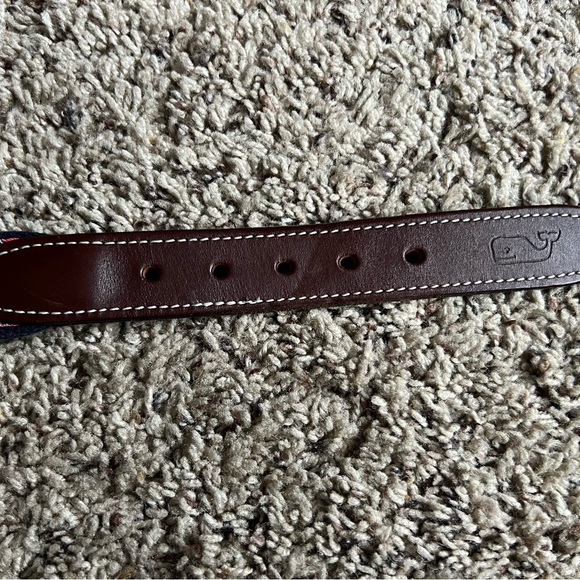 Vineyard Vines by Shep & Ian Leather Canvas Octopus Pink Blue Belt Size 28 - Picture 5 of 5